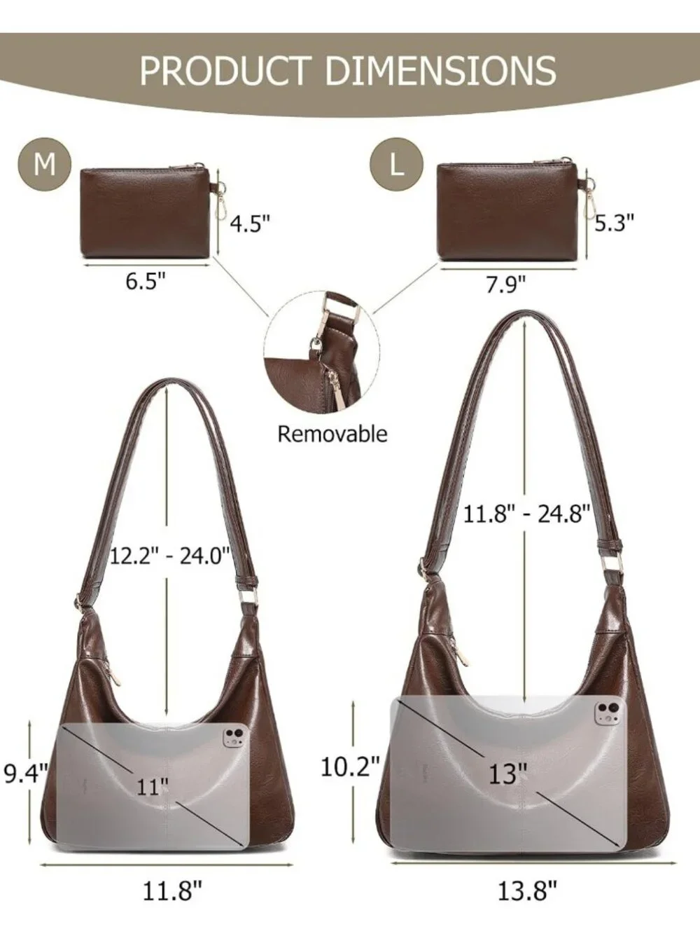 Soft Vegan Leather Slouchy Hobo Bag with Mini Purse - Chic Crossbody Tote for